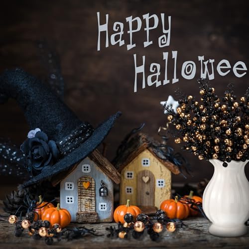 48 Pcs Halloween Glitter Berry Stem Decor