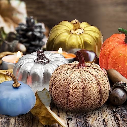 Ueerdand 16 Pc Fall Decor Artificial Pumpkins Set