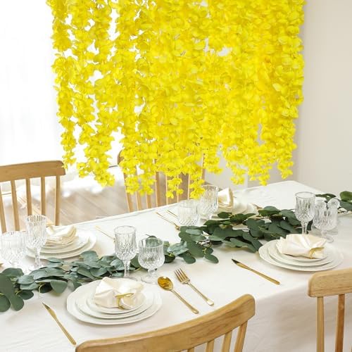 Mizii 6Pcs Yellow Wisteria Artificial Garland Flowers