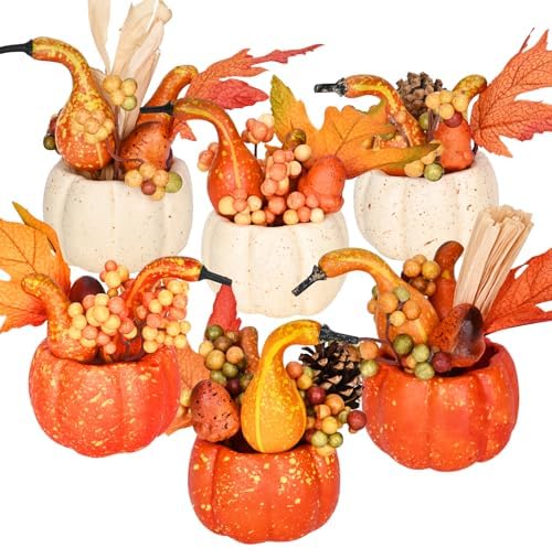 Waipfaru Fall Decor 6Pcs Artificial Pumpkins for Home