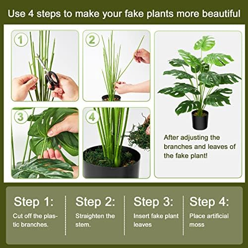 Guheake 28 Inch Fake Plants Artificial Monstera with Planter