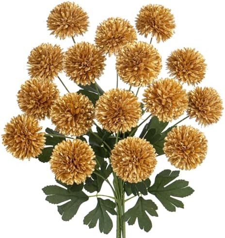 DILATATA 23 Inch Tall Chrysanthemum Artificial Flowers 4 Pack