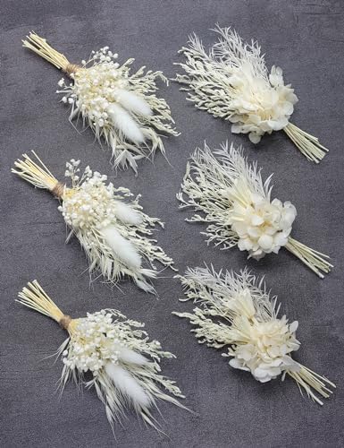 Mini Dried Flower Bouquet Pack of 6 White