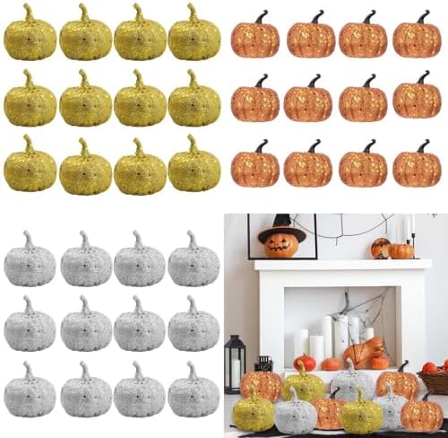 12Pcs Realistic Foam Artificial Pumpkins for Decorations