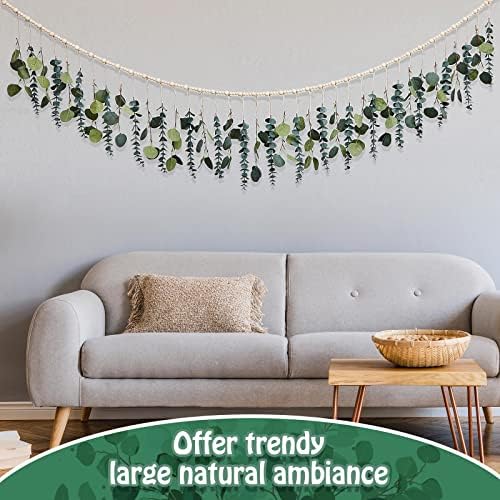 Eucalyptus Wall Decor with LED Lights and Wooden Beads