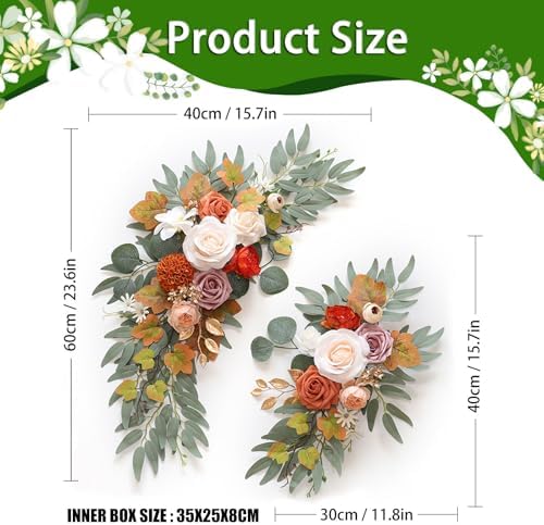Champagne Orange Artificial Flower Swag Set of 2 for Wedding Arch