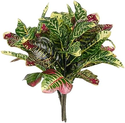 Artificial Croton Plant Leaf Branches 2 Pack