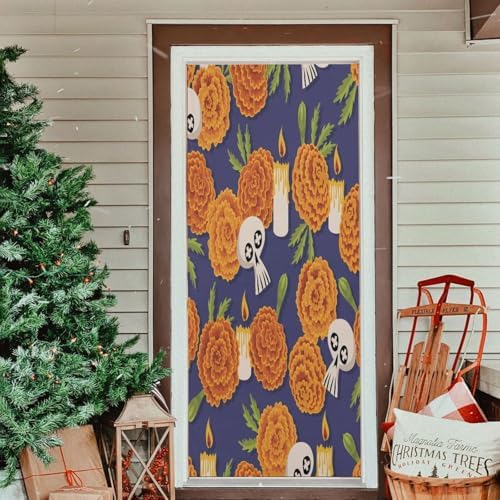 Susiyo Marigold Flowers Halloween Door Decor Cover