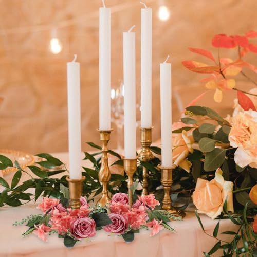 PRETYZOOM 3PCS Artificial Rose Candle Wreaths