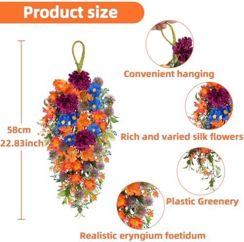 217 Inch Artificial Daisy Hydrangea Hanging Flower Basket