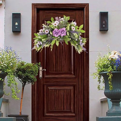 Lovmeety Daisy Artificial Flower Swag with Green Leaves