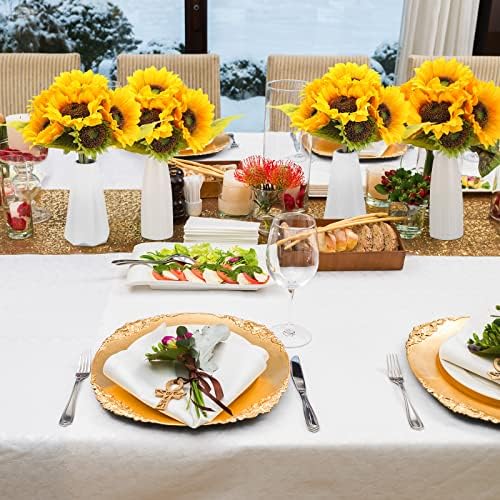 36 Pcs Silk Sunflowers with Stems Artificial Bouquet