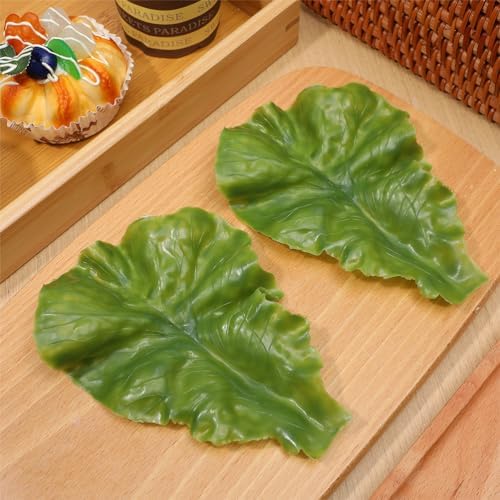 LOGOFUN 5Pcs Artificial Lettuce Leaves Lifelike Decor Props