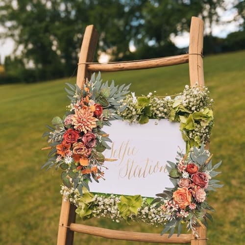2 Pieces Orange Artificial Flowers Wedding Arch Wreath