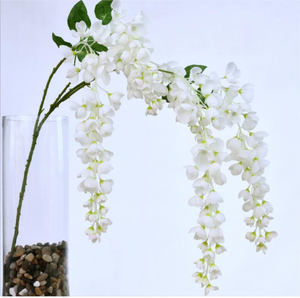 47 Inch Silk Amber Wisteria Artificial Flowers 2 Branches