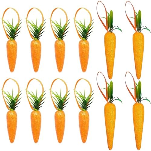 12Pcs Premium Foam Glitter Carrots for Easter Decoration