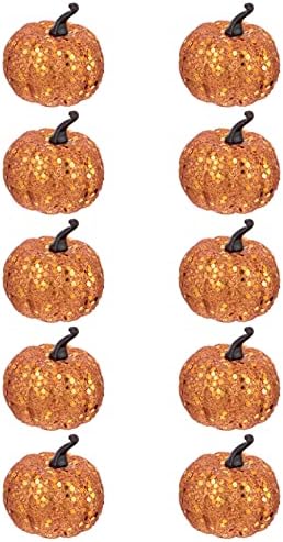 NUOBESTY 10pcs Glitter Foam Pumpkin Artificial Decorations