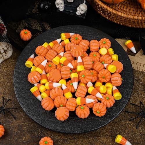 Halloween Resin Charms 80Pcs Mini Pumpkin Candy Corn Decor