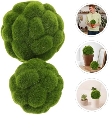 STOBAZA 4pcs Artificial Green Moss Balls for Decor