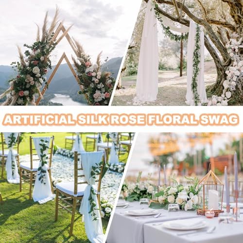 PATIKIL Red Artificial Rose Wedding Arch Flowers 2Pcs
