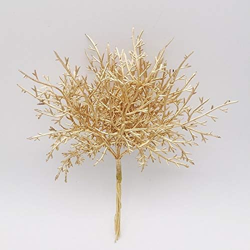 Silver Artificial Pine Tree Branch Flowers 6PCS