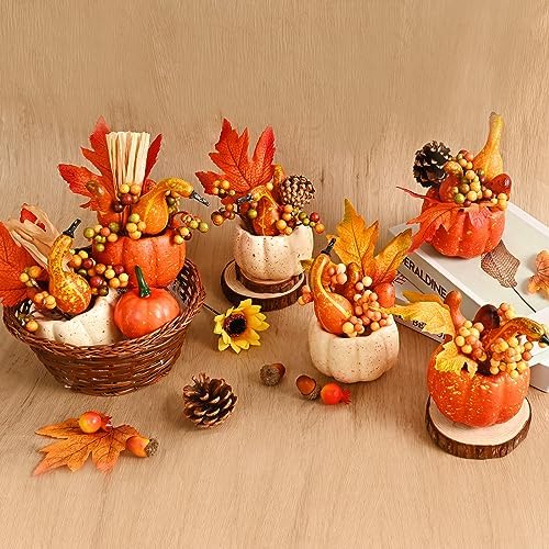 Waipfaru Fall Decor 6Pcs Artificial Pumpkins for Home