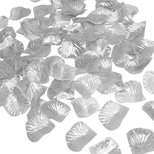 Millennial Essentials 1350 Pcs Artificial Silk Rose Petals Silver