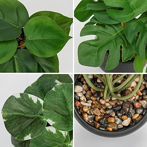 Briful 3PCS Artificial Plants in Black Ceramic Pots