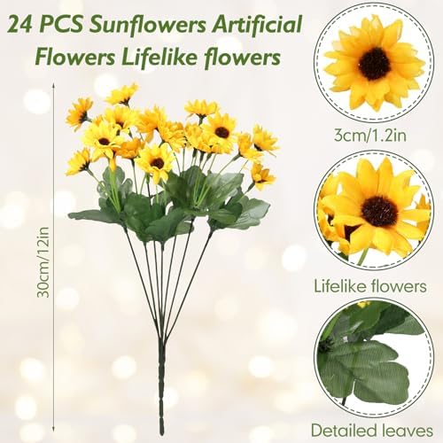 Hotop 24 Artificial Sunflower Flowers Set