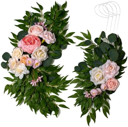 AitnWoy Artificial Wedding Arch Flowers Kit 2PCS Pink