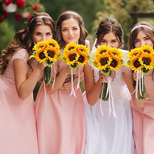36 Pcs Silk Sunflowers with Stems Artificial Bouquet
