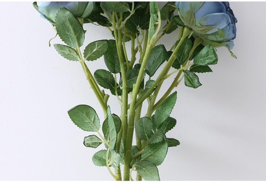 Urier 7 Heads Artificial Flowers Dried Roses Set 3Pcs Blue