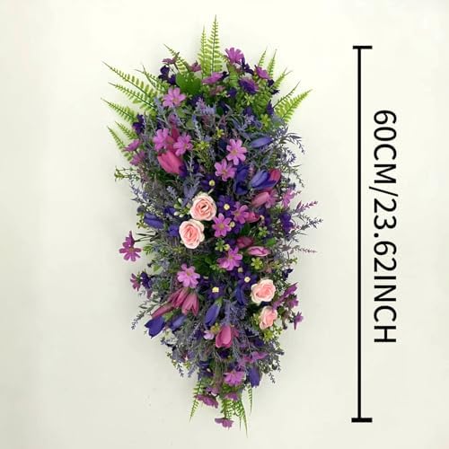 HELLORSO Artificial Purple Lavender Teardrop Door Decor