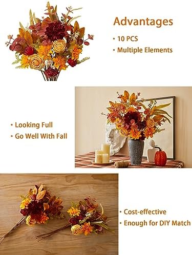 Annas Whimsy Artificial Flowers Bouquet with Pumpkins
