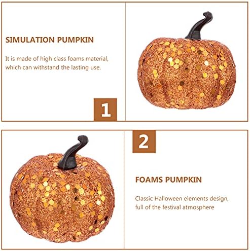 NUOBESTY 10pcs Glitter Foam Pumpkin Artificial Decorations