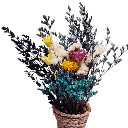 LBREVOGA Dried Flower Bouquet - 15 Inches Blue Design