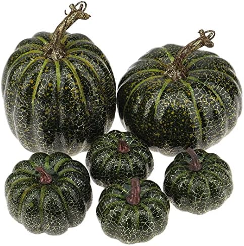 6 Pcs Realistic Fake Halloween Pumpkin Decorations Green