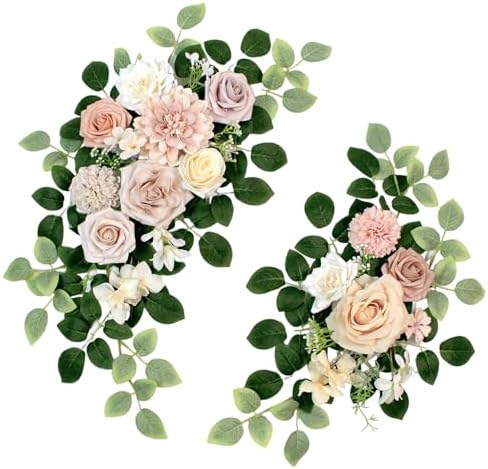 Odouzy Pack of 2 Pink Artificial Wedding Arch Flowers