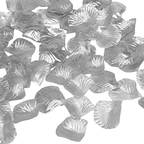 Millennial Essentials 1350 Pcs Artificial Silk Rose Petals Silver