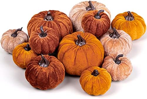Whaline 12Pcs Fall Artificial Pumpkins 3 Sizes
