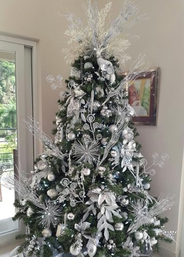 20PCS Silver Glitter Christmas Decor Sticks