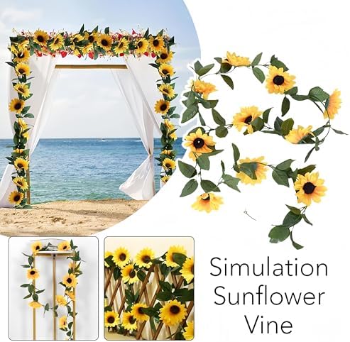 3 Pack Artificial Sunflower Garland Decor 75ft