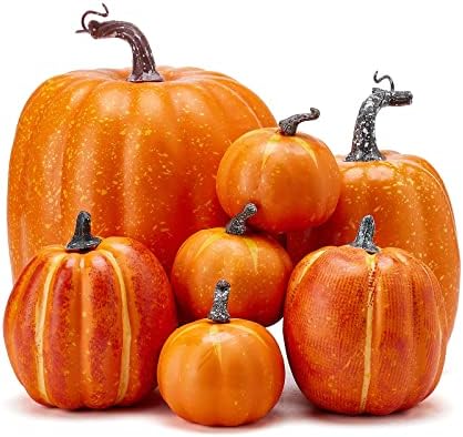 Lucakuins 7Pcs Artificial Pumpkins Fall Decor Set