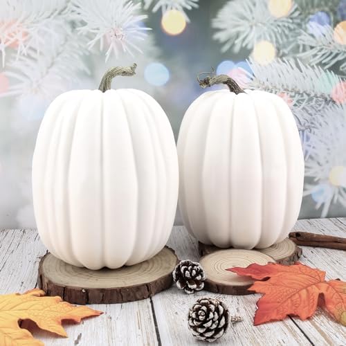 WESAPPINC 2PCS Large Orange Artificial Pumpkins for Seasonal Decor