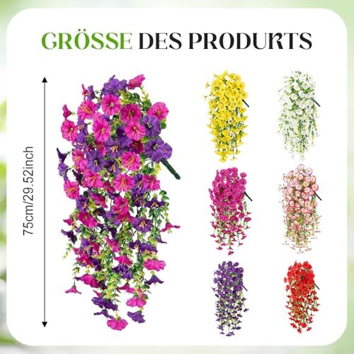 Artificial Hanging Morning Glory Flowers with Eucalyptus Leaves Pink