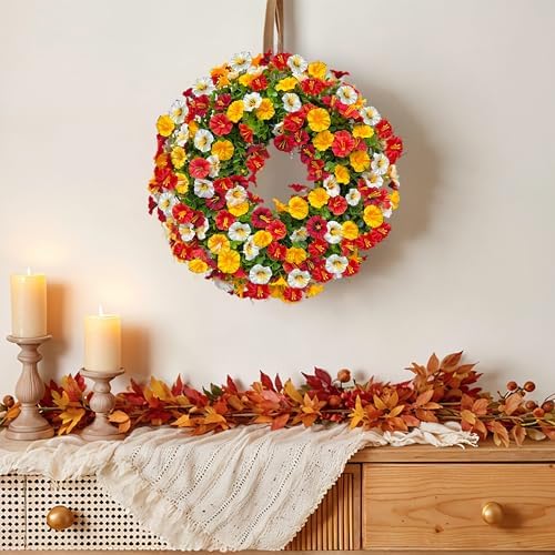 Florielle 20 Inch Fall Wreath with Petunias and Morning Glories