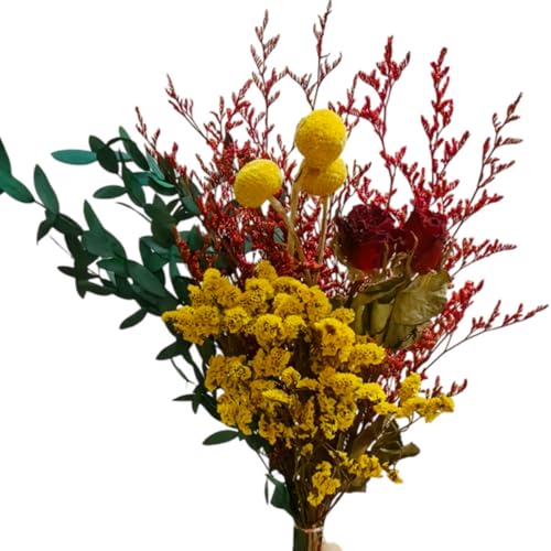 LBREVOGA Dried Flower Bouquet - 15 Inches Red Design