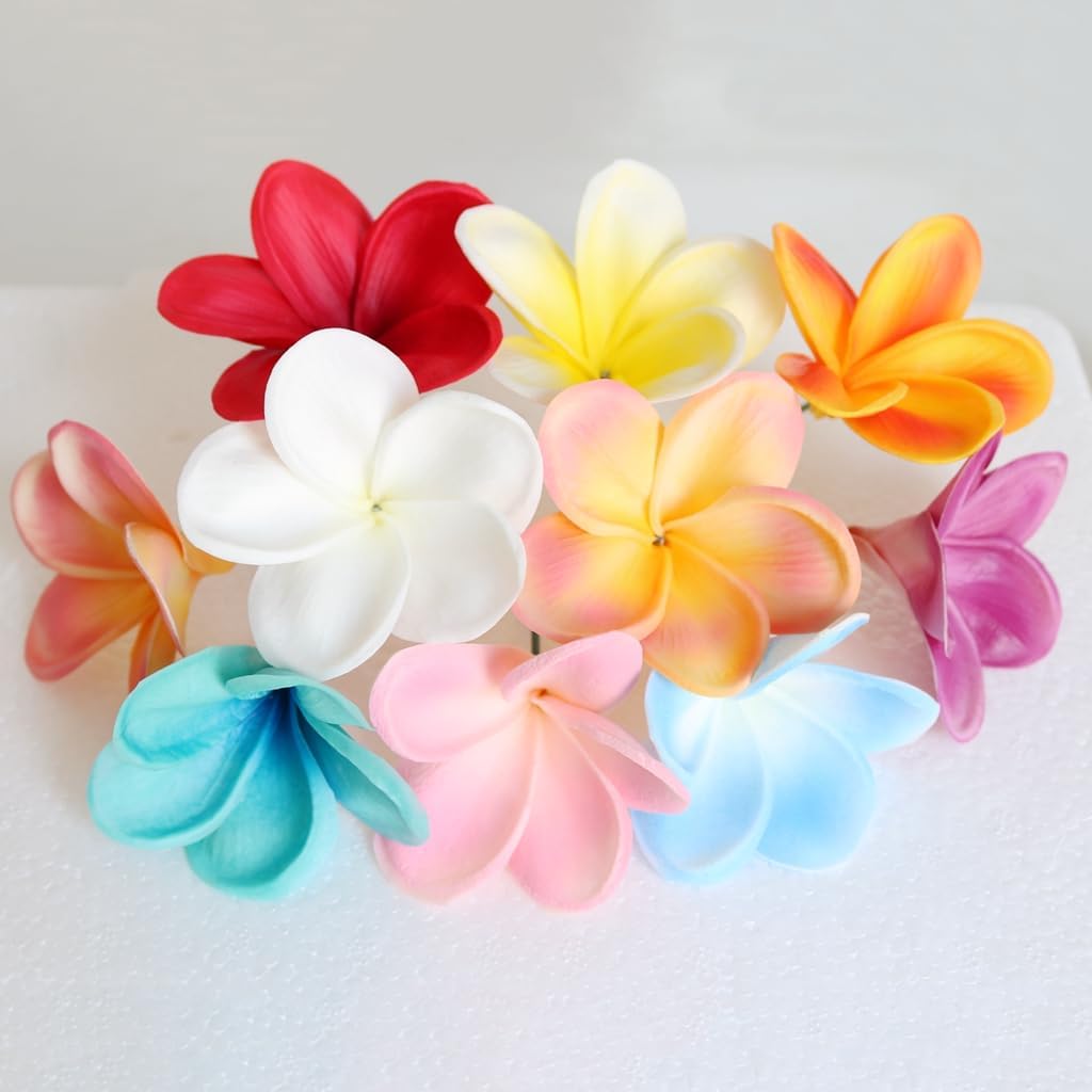 10PCS PU Plumeria Flowers for Wedding and DIY Decor