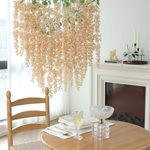 Mizii 6Pcs Beige Wisteria Artificial Garland