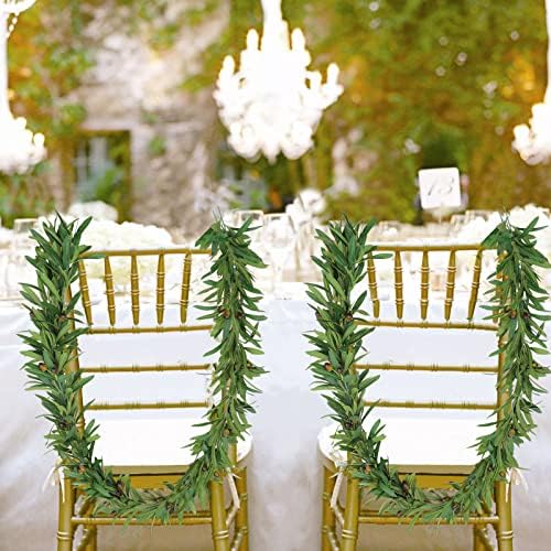 UArtlines 2Pcs Artificial Olive Leaf Vine Garland with Fake Fruits